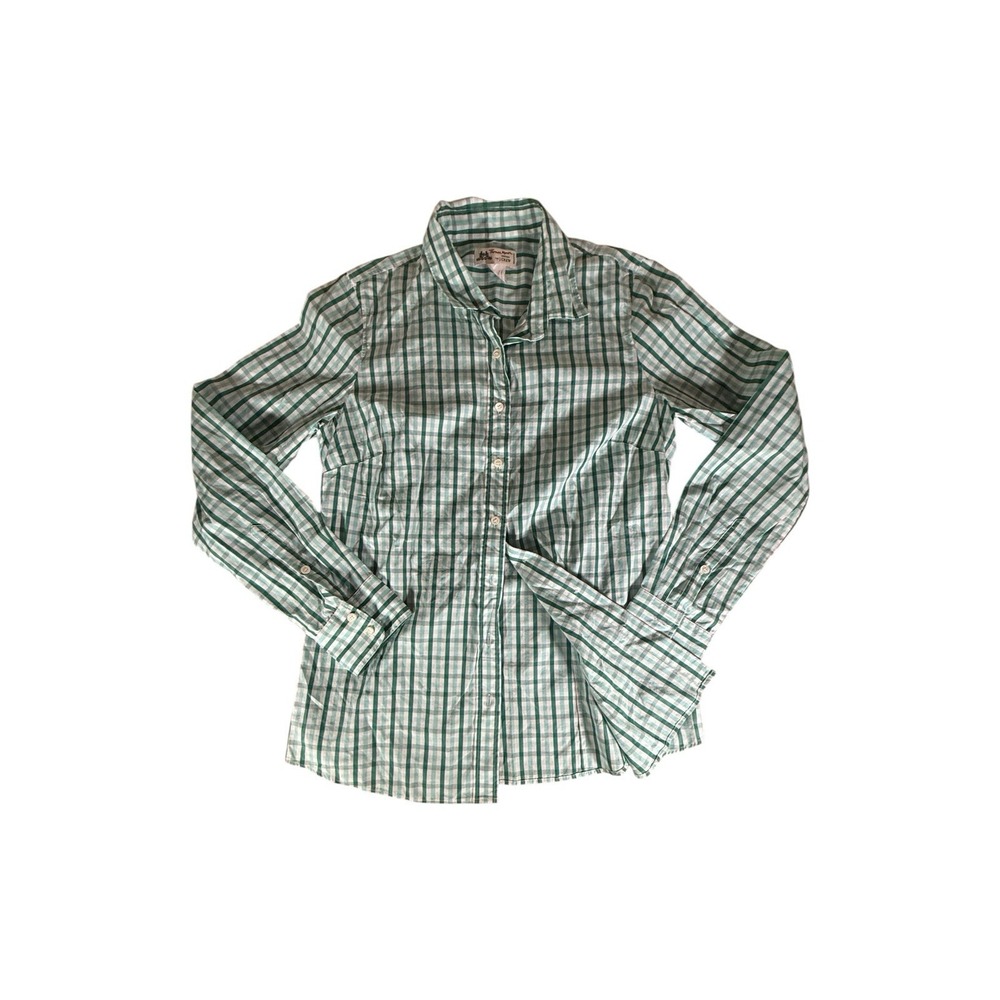 J Crew Shirt Adult Medium Green Gingham Plaid Size 6 Button Down Womens
